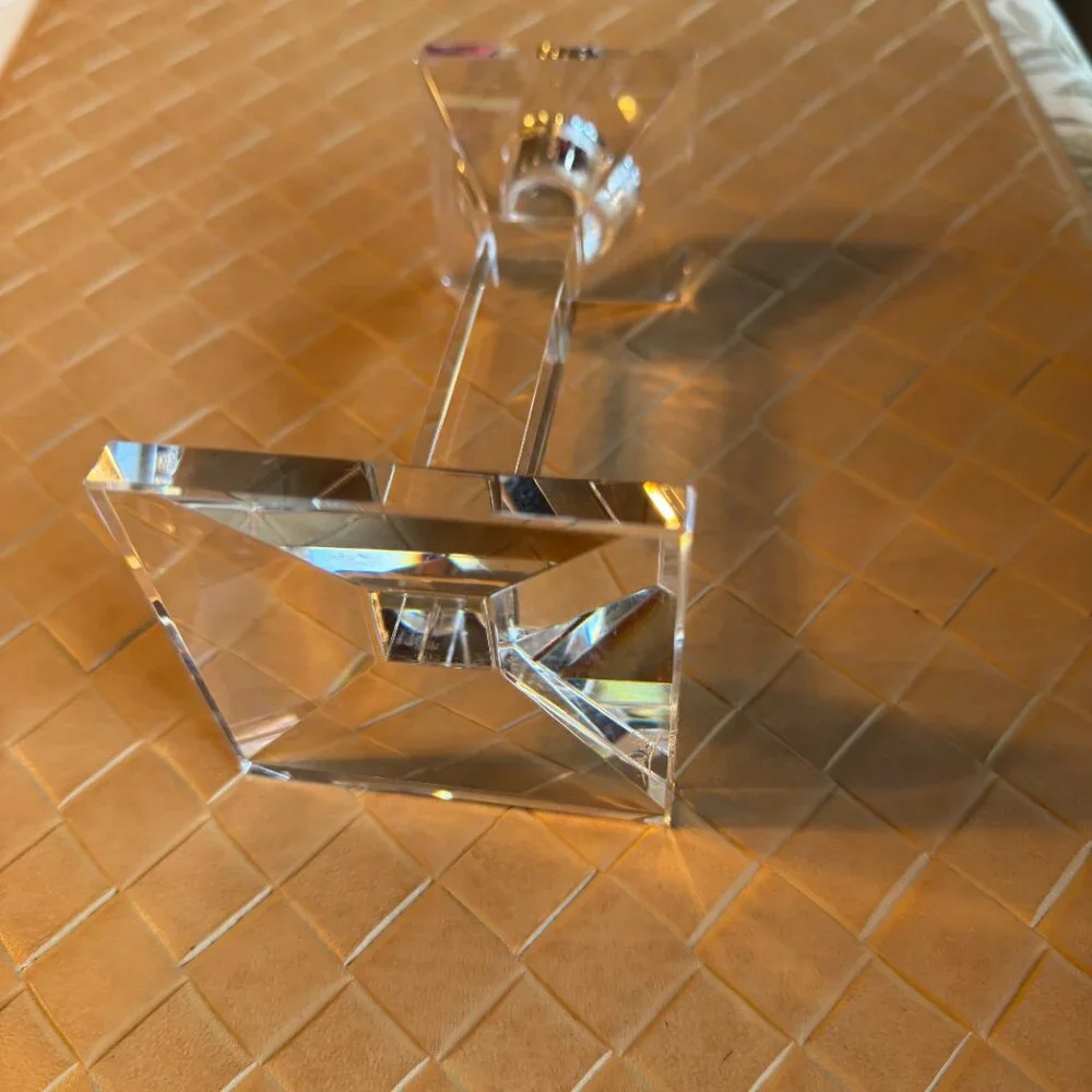 Oleg Cassini Crystal Candlestick Clear Square 6